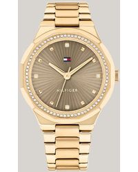 Tommy Hilfiger - Ionic Gold-plated Crystal-embellished Bracelet Watch - Lyst