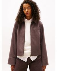 Tommy Hilfiger - Collared Zip-Thru Wool Blend Twill Jacket - Lyst