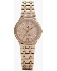 Tommy Hilfiger - Carnation-Plated Frosted Dial Chain-Link Watch - Lyst