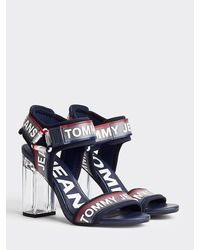 Tommy Hilfiger Sandaal Met Transparante Hak - Blauw