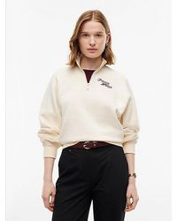 Tommy Hilfiger - Logo Relaxed Terry Quarter Zip Sweatshirt - Lyst