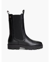 Tommy Hilfiger - Leather Cleat High Chelsea Boots - Lyst