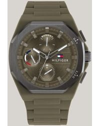 Tommy Hilfiger - Multi-dimensional Dial Green Silicone Strap Watch - Lyst