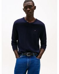Tommy Hilfiger - Trui Met V-Hals En Geborduurde Vlag - Lyst