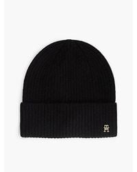 Tommy Hilfiger - Pure Cashmere Th Monogram Plaque Beanie - Lyst
