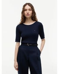 Tommy Hilfiger - Cable Knit Boat Neck Short Sleeve Jumper - Lyst