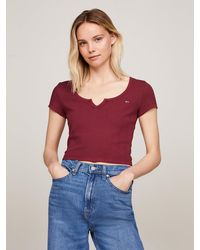 Tommy Hilfiger - Cropped Garment Dyed Scoop Neck T-shirt - Lyst