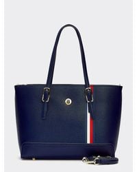 Tommy Hilfiger Medium Shopper Met Monogram - Blauw