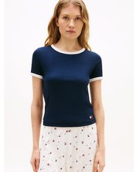 Tommy Hilfiger - Heritage Contrast Trim Ribbed Lounge T-Shirt - Lyst