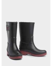 Tommy Hilfiger Gevoerde Halfhoge Regenlaars - Zwart