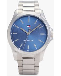 Tommy Hilfiger - Montre En Acier Inoxydable À Cadran Bleu - Lyst