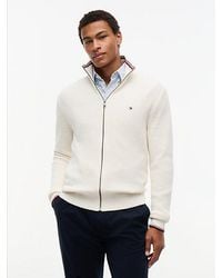 Tommy Hilfiger - Tipped Cuff Ribbed Zip Thru Jumper - Lyst