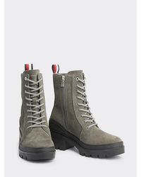 Tommy Hilfiger Suède Veterlaars - Grijs