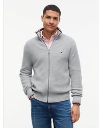 Tommy Hilfiger - Tipped Cuff Ribbed Zip Thru Jumper - Lyst