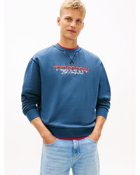 Tommy Hilfiger - Logo Embroidery Washed Relaxed Fleece Sweatshirt - Lyst