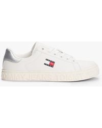Tommy Hilfiger - Baskets Avec Cuir À Logo En Relief - Lyst