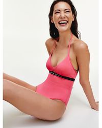 Tommy Hilfiger Badpak Met Cut-out En Halternek - Roze