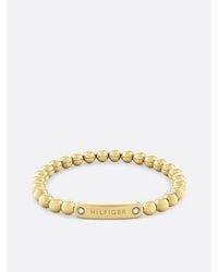 Tommy Hilfiger - Vergoldetes Perlen-Armband Mit Logo - Lyst