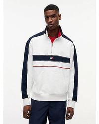 Tommy Hilfiger - Colour-Blocked Quarter-Zip Relaxed Sweatshirt - Lyst
