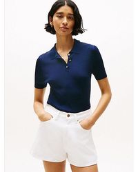 Tommy Hilfiger - Gerippter Kurzarm-Pullover Im Polostil - Lyst