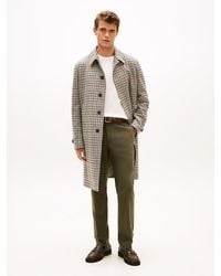 Tommy Hilfiger - Houndstooth Wool Blend Longline Coat - Lyst