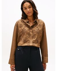 Tommy Hilfiger - Floral Embroidery Oversized Fit Shirt With Linen - Lyst