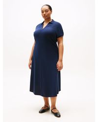 Tommy Hilfiger - Robe Polo Midi Moulante Et Évasée Curve - Lyst