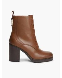Tommy Hilfiger - Leather Square Toe Lace Up Boots - Lyst