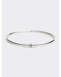 Tommy Hilfiger Smalle Zilverkleurige Scharnierarmband - Metallic