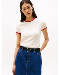 Tommy Hilfiger - Slim Fit T-Shirt Mit Kontrast-Rundhals - Lyst