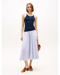 Tommy Hilfiger - Logo Waistband Midi A-Line Skirt - Lyst