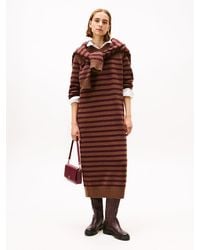 Tommy Hilfiger - Vestito Pullover Midi A Righe Con Cashmere - Lyst