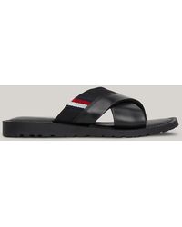 Tommy Hilfiger - Leather Crossover Strap Sandals - Lyst