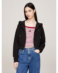 Tommy Hilfiger - Ribbed Ottoman Cropped Zip-thru Hoody - Lyst