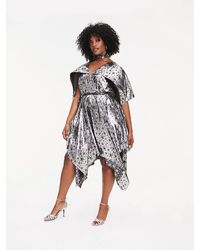 Tommy Hilfiger Zendaya Curve Jurk Van Metallic Zijdemix - Grijs