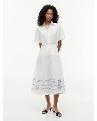 Tommy Hilfiger - Fit And Flare Poplin Midi Shirt Dress - Lyst