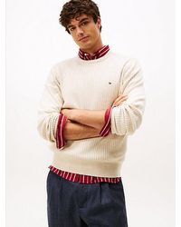 Tommy Hilfiger - Ribgebreide Trui Met Ronde Hals En Kasjmier - Lyst