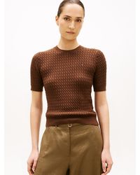 Tommy Hilfiger - Cable Knit Short Sleeve Jumper - Lyst