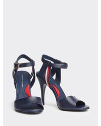Tommy Hilfiger Elevated Leren Sandaal Met Th-hardware - Blauw