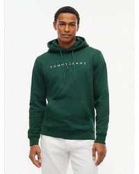 Tommy Hilfiger - Tommy Jeans Linear Logo Fleece Drawstring Hoody - Lyst