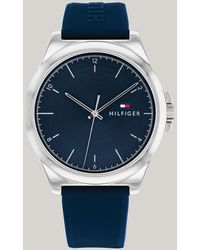 Tommy Hilfiger - Stainless Steel Navy Silicone Strap Watch - Lyst