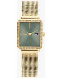 Tommy Hilfiger - Gold-plated Crystal-embellished Mesh Strap Watch - Lyst