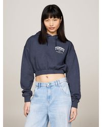 Tommy Hilfiger - Varsity Logo Relaxed Cropped Fit Hoody - Lyst