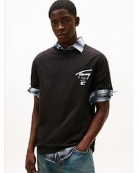 Tommy Hilfiger - T-Shirt Met Ronde Hals En Signature-Logo - Lyst