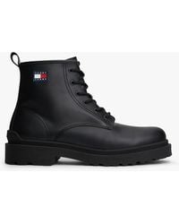 Tommy Hilfiger - Bottes En Cuir Crantées À Lacets - Lyst