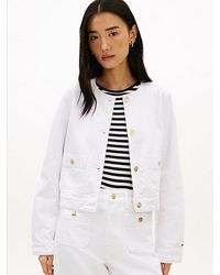 Tommy Hilfiger - Tone Button Collarless Denim Jacket - Lyst