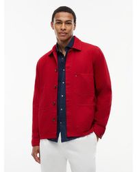 Tommy Hilfiger - Washed Flag Embroidery Denim Chore Jacket - Lyst