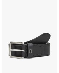 Tommy Hilfiger - Leren Riem Met Vierkante Gesp - Lyst