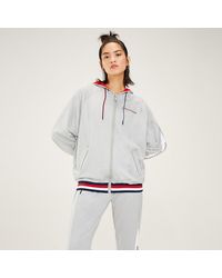 Tommy Hilfiger Hoodie Met Rits En Signature-zoom - Grijs