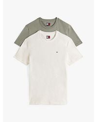 Tommy Hilfiger - Set Van 2 Extra Slim Fit T-Shirts Met Vlag - Lyst